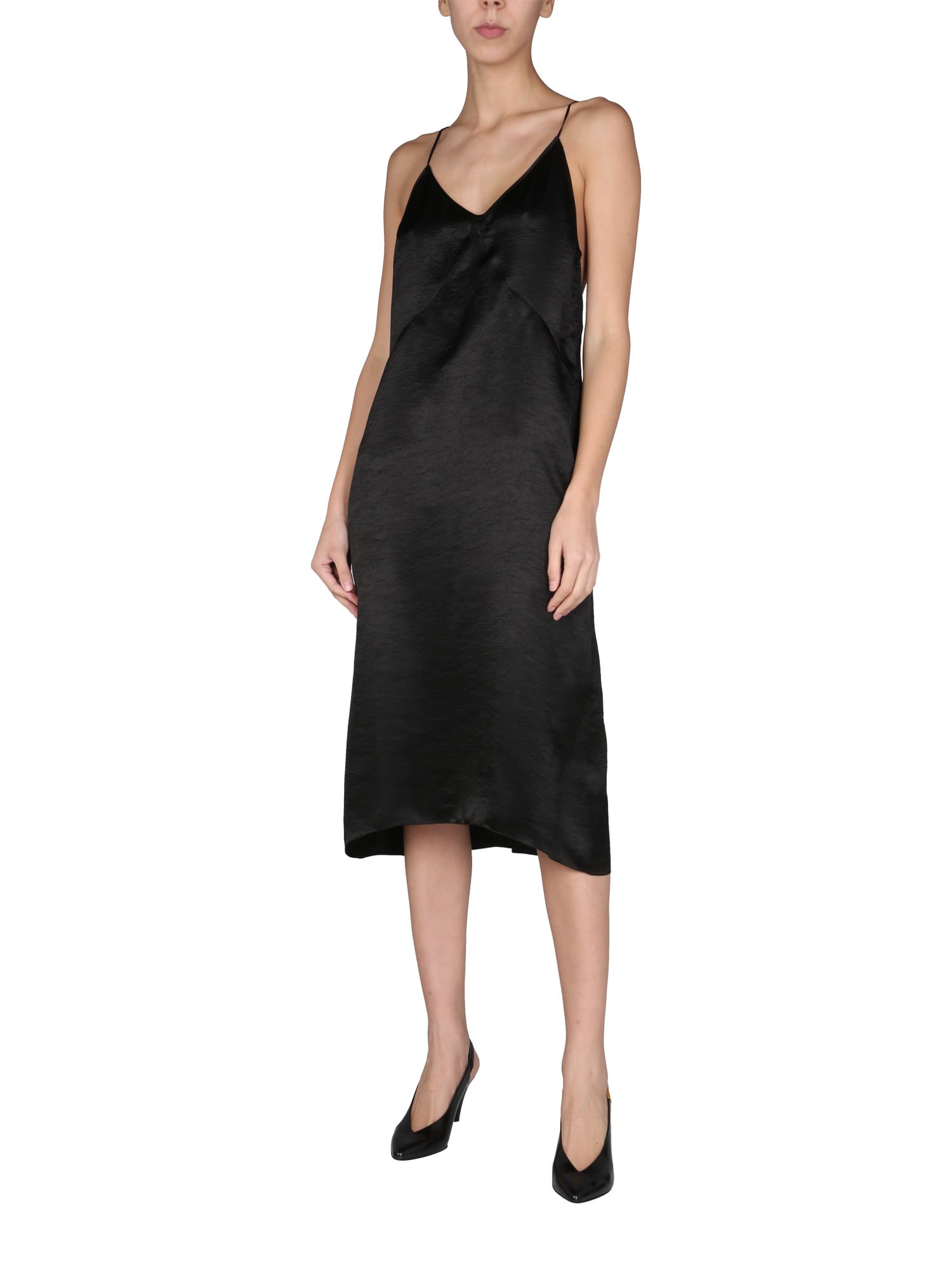 Satin-finish midi dress