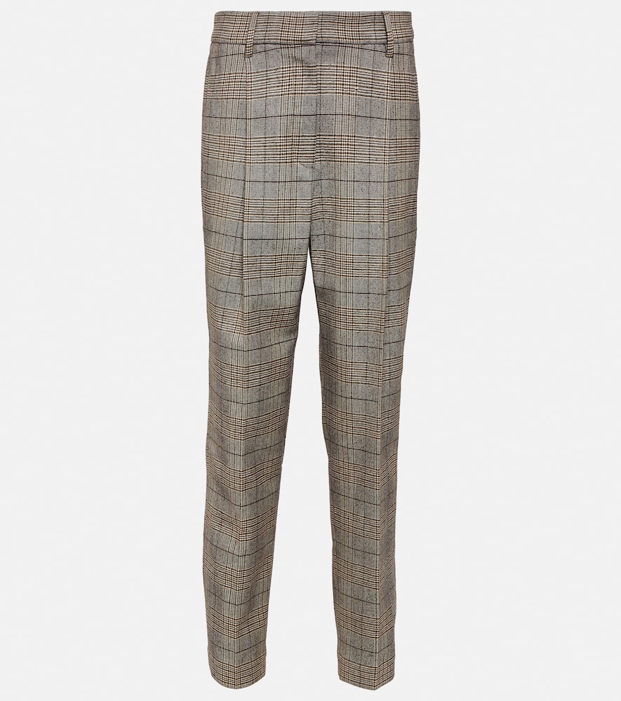 Checked wool and cotton-blend pants