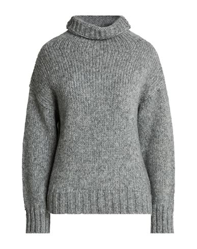 Woman Turtleneck Grey Size 10 Wool, Polyamide, Metal fiber