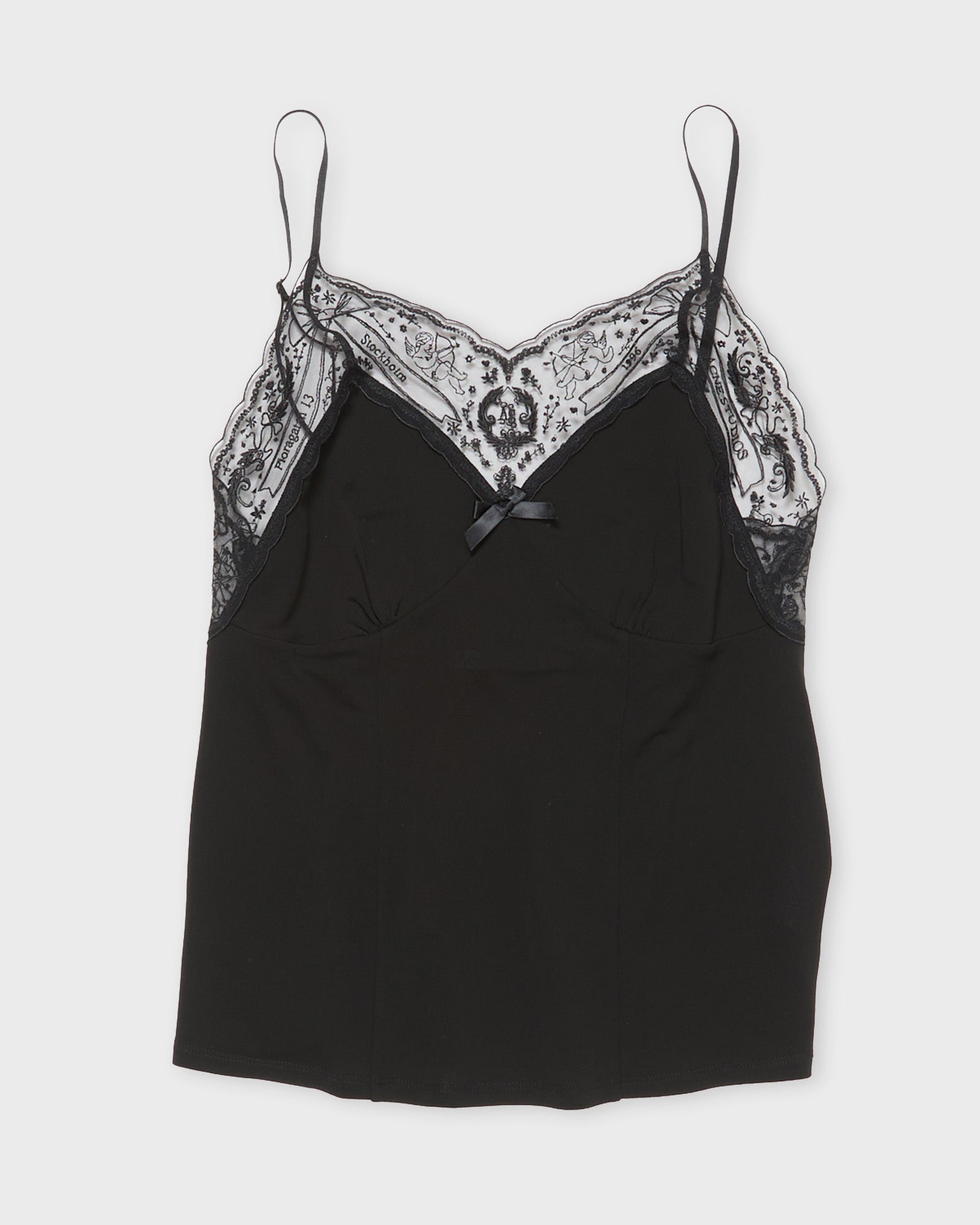 Acne Studios Top Camisole Lace Crepe Jersey Black