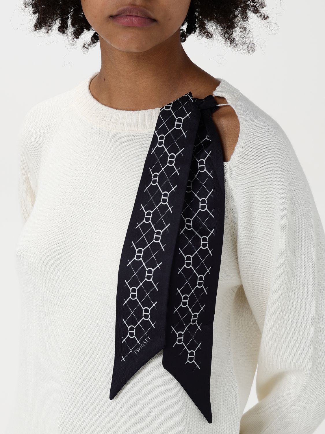 Scarf-detail sweater - Black