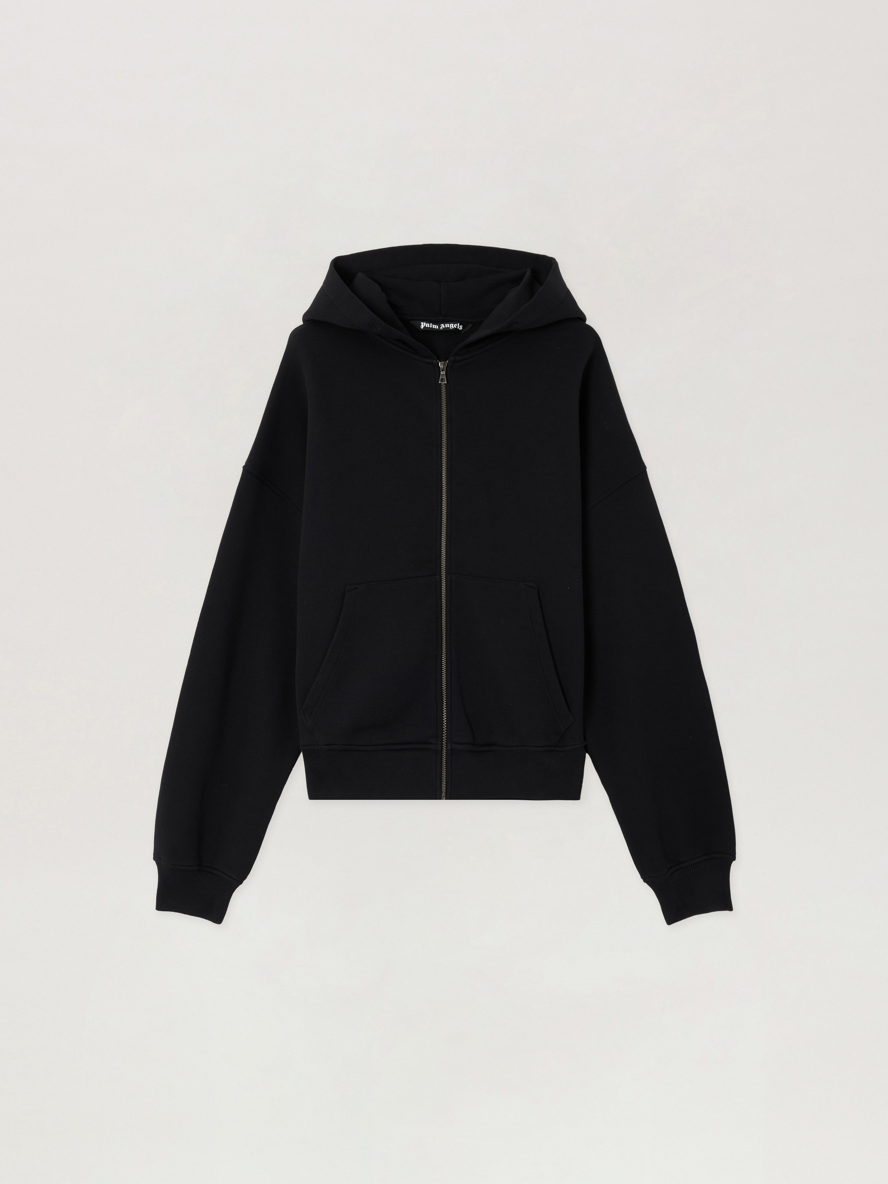 Back Curved Logo Zip Hoodie Man  Black Off White