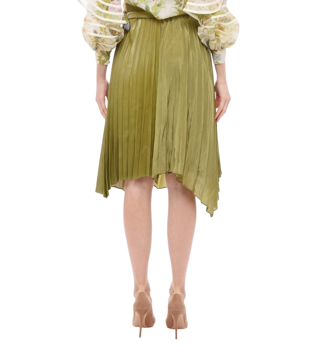 Green Pleated Midi Skirt