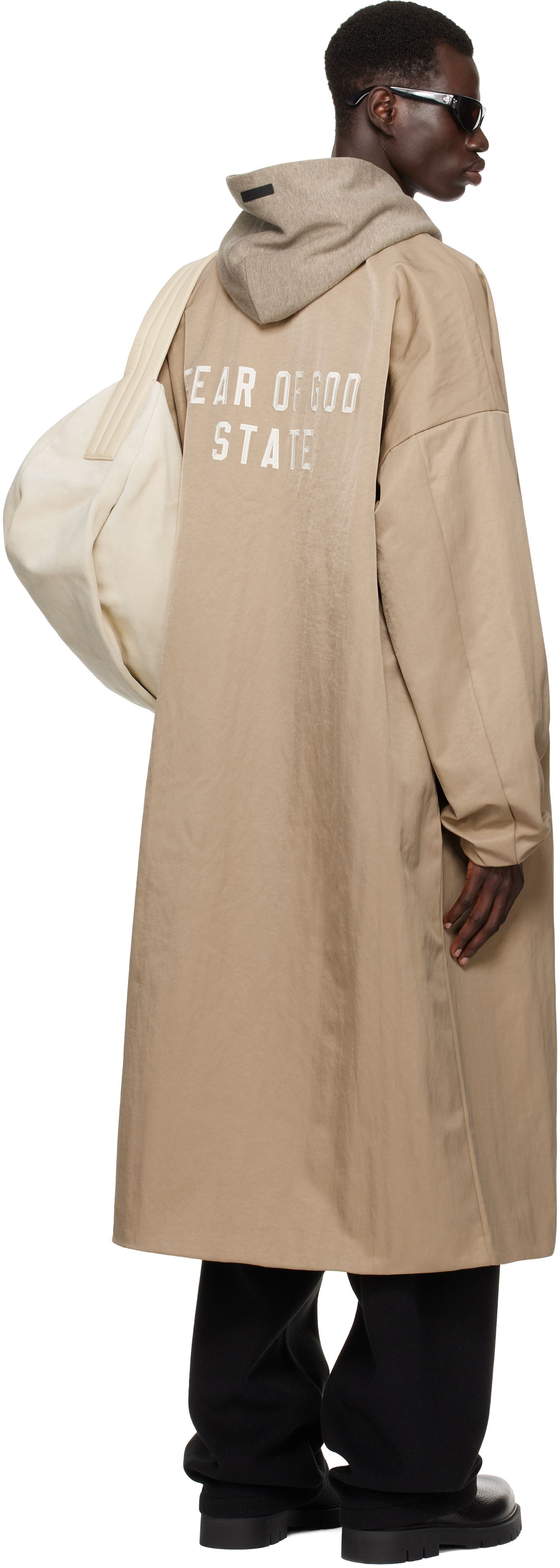 Fear of God ESSENTIALS Beige Textured Nylon Trench Coat