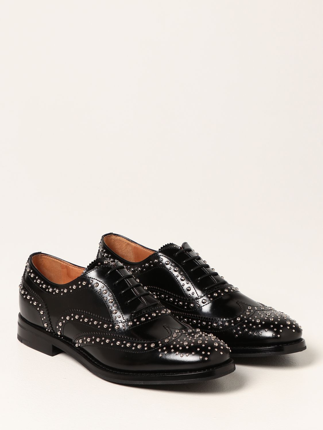 Burwood polished studded brogues - Black