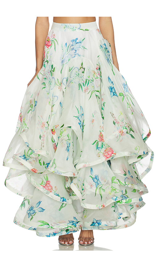 LA FUORI Petal Cascade Flounce Skirt in White,Blue. S. Also in