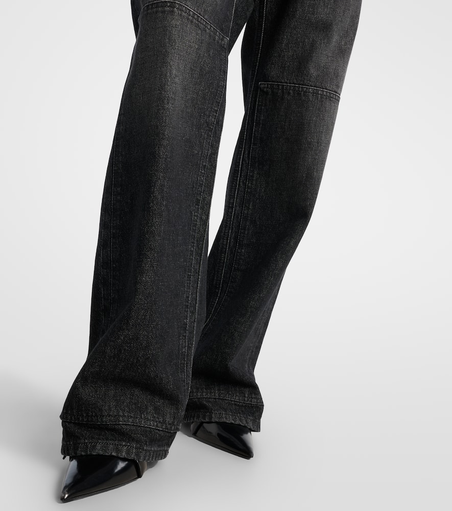 Cutout high-rise wide-leg jeans