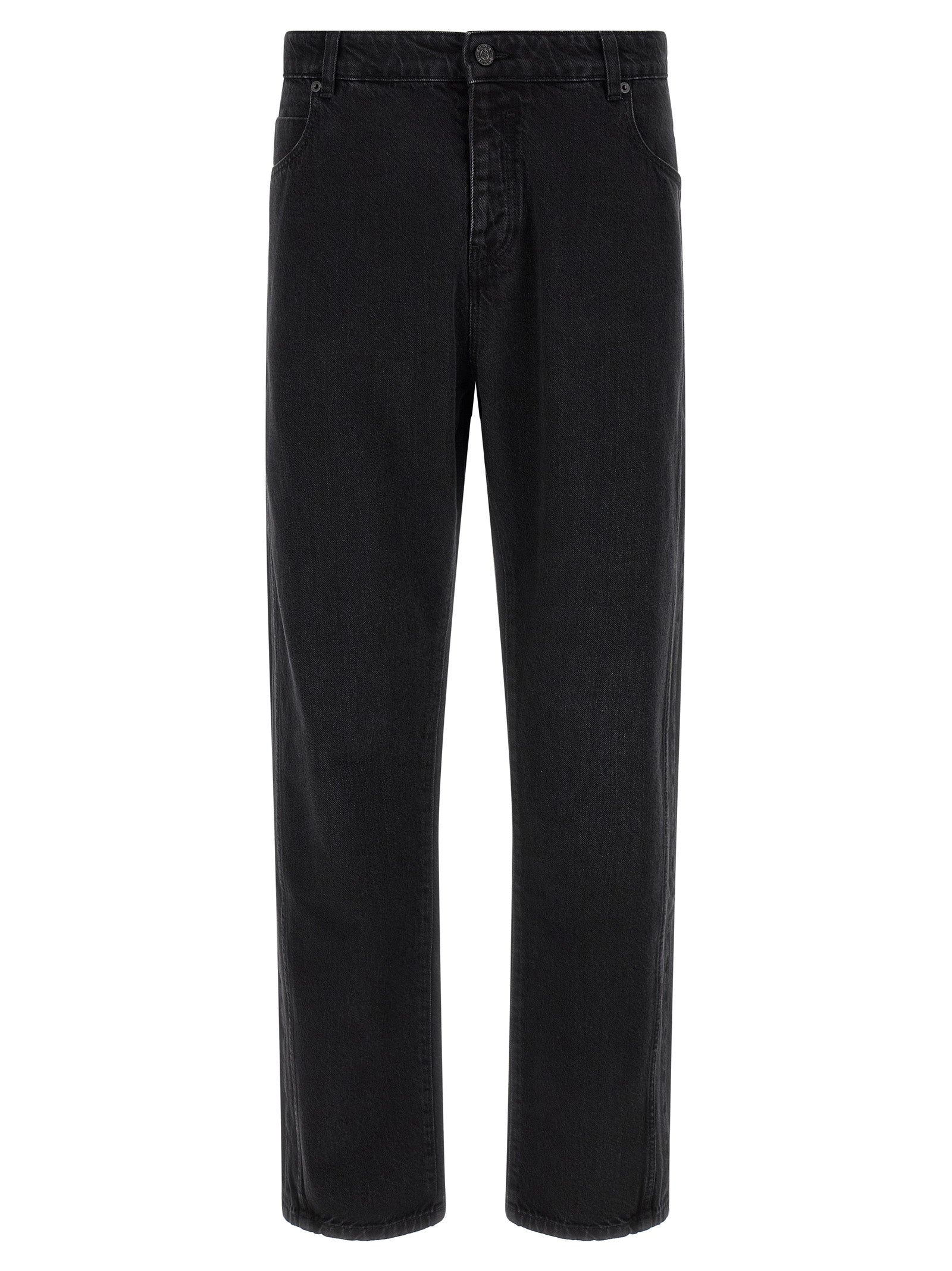 Black Straight-Leg Denim Jeans — Black