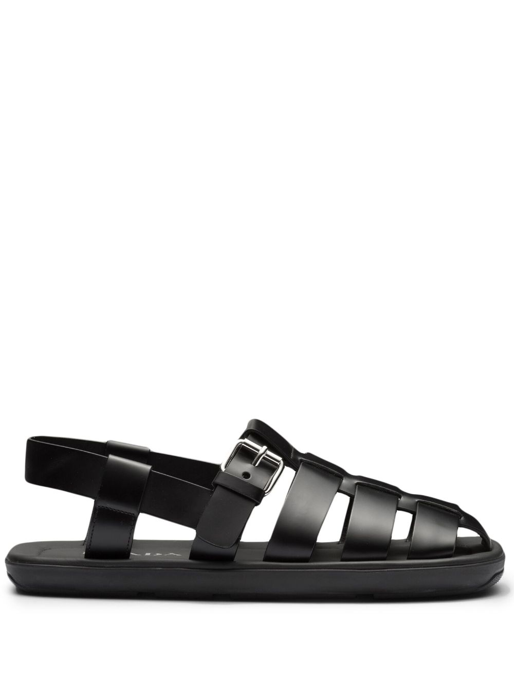 Interwoven straps flat sandals - Black