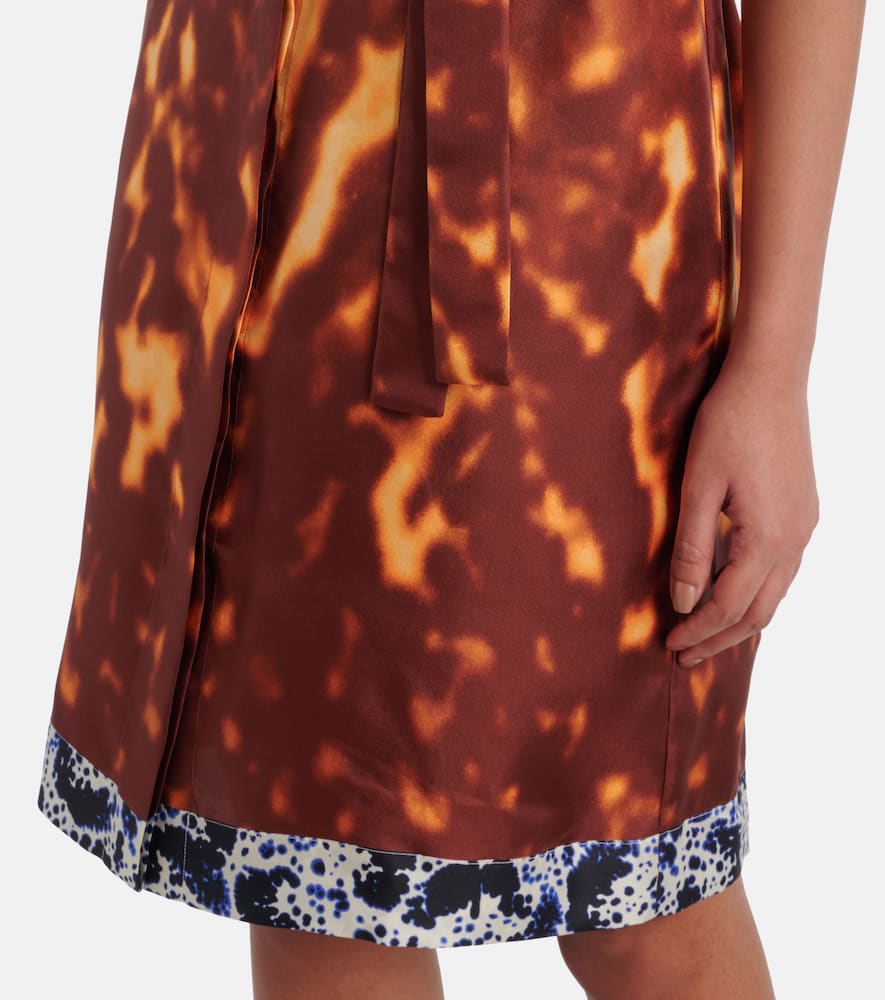 Belted printed silk shirt dress