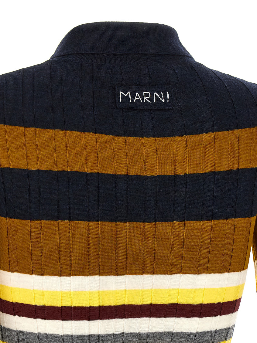 Marni - Ribbed Wool Shirt Polo Multicolor