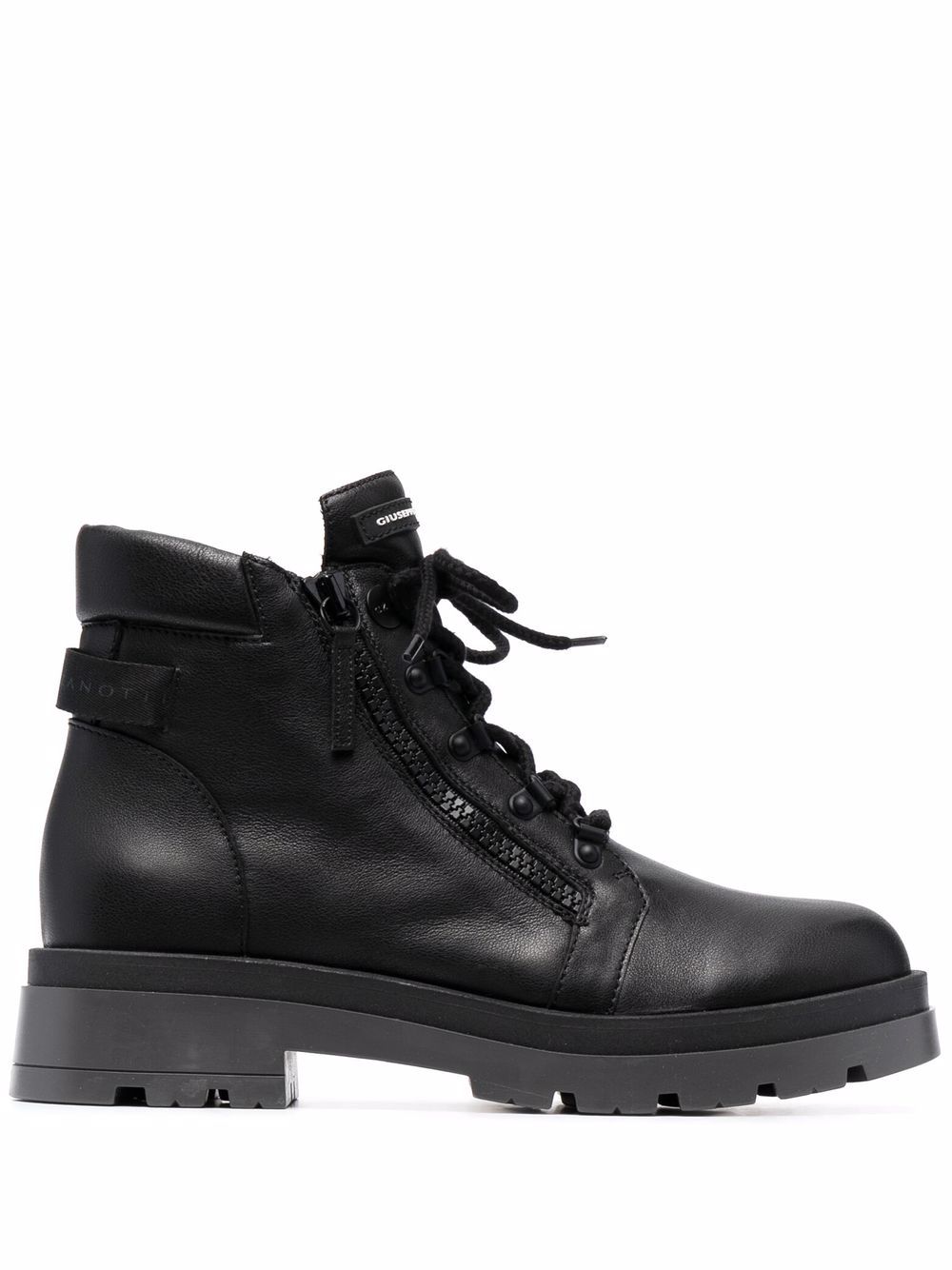Logo-patch lace-up boots - Black