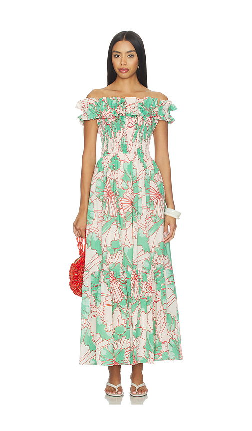 Poupette St Barth Suzanne Long Dress in Green. M. Also in