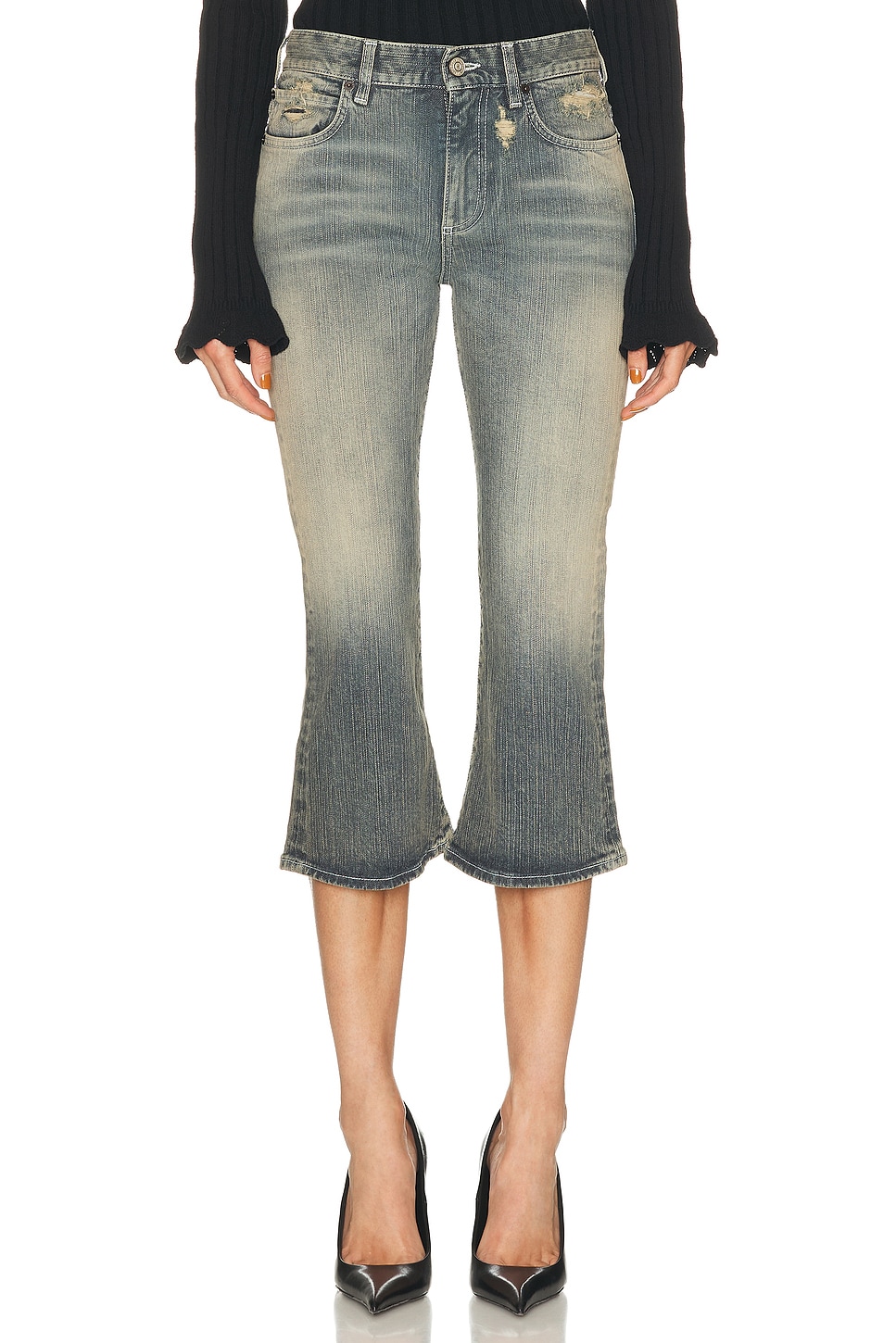 Balenciaga Lace Flared Capri in Blue