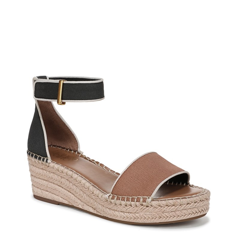 Women's Pela Espadrille Wedge Sandals (Tan/Black Twill Fabric)