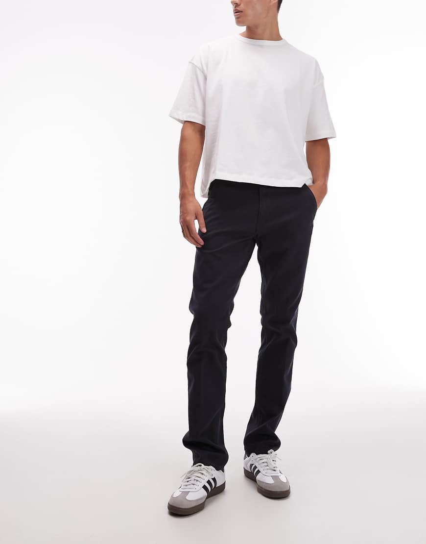 Regular fit chino trousers in navy
