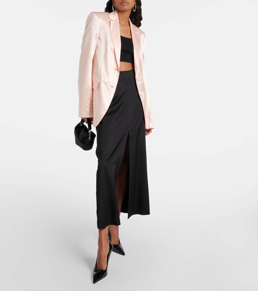Volante satin blazer