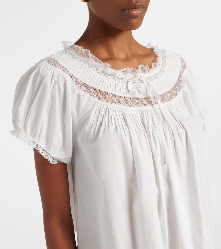 Dôen Daphne lace-trimmed cotton poplin minidress