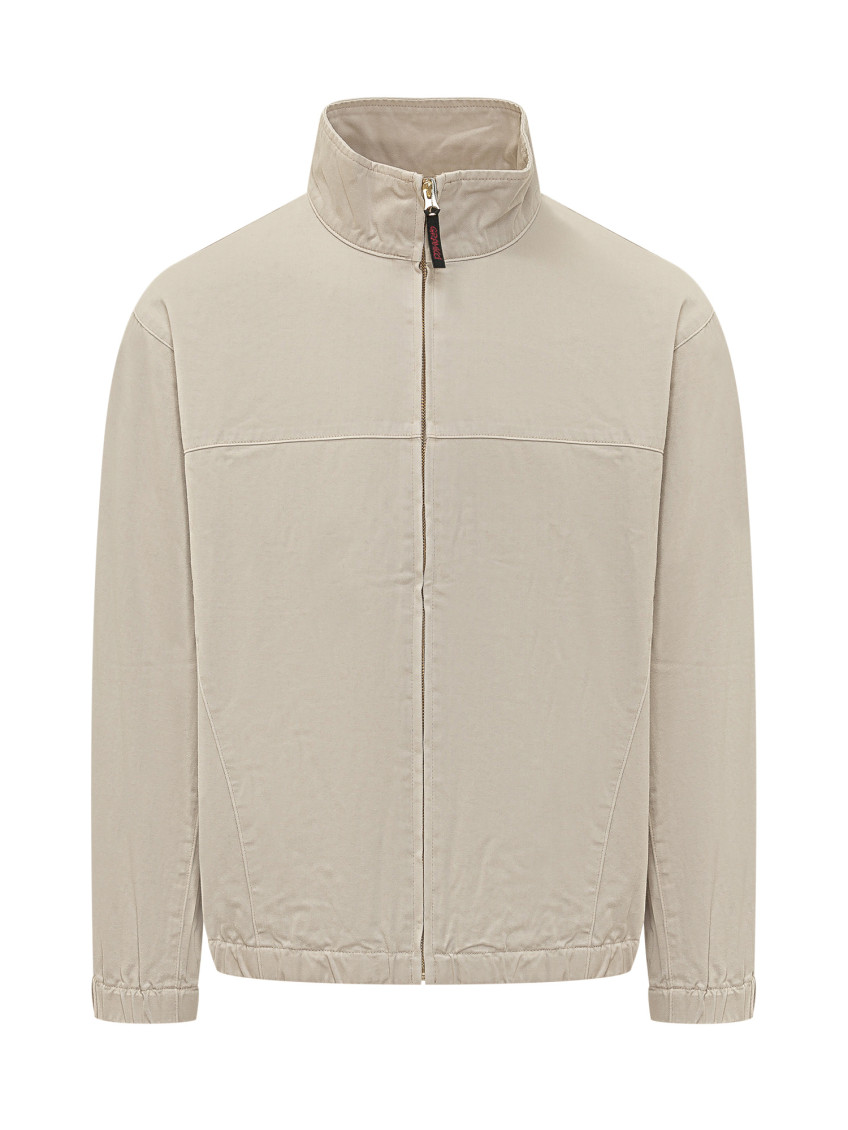 Beige Solid Mock Collar Jacket