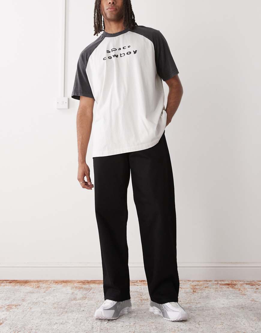 Sphere low waist loose fit jeans in black acid wash