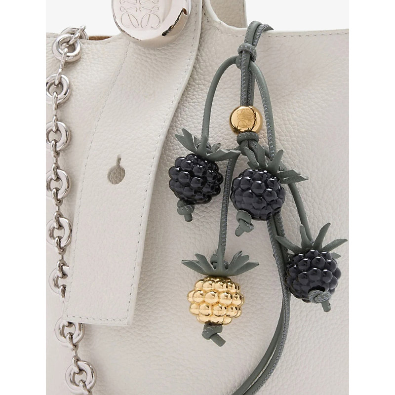 Berry Leather and Acetate Bag Charm
