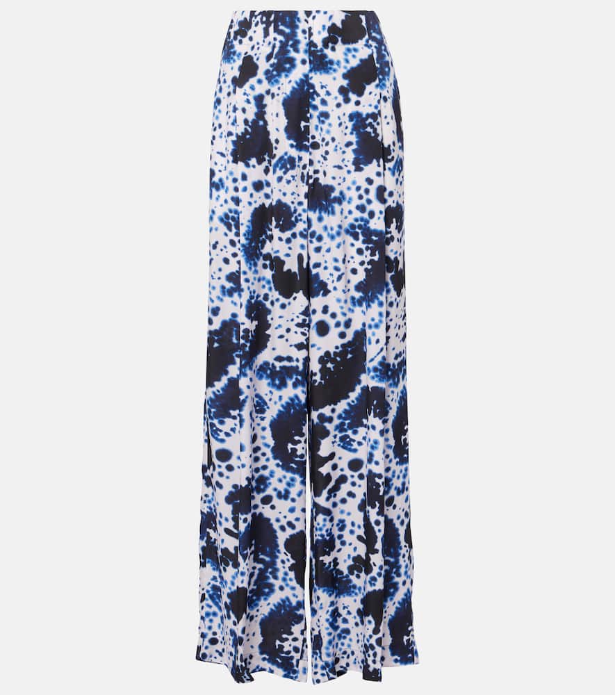 Printed high-rise wide-leg pants