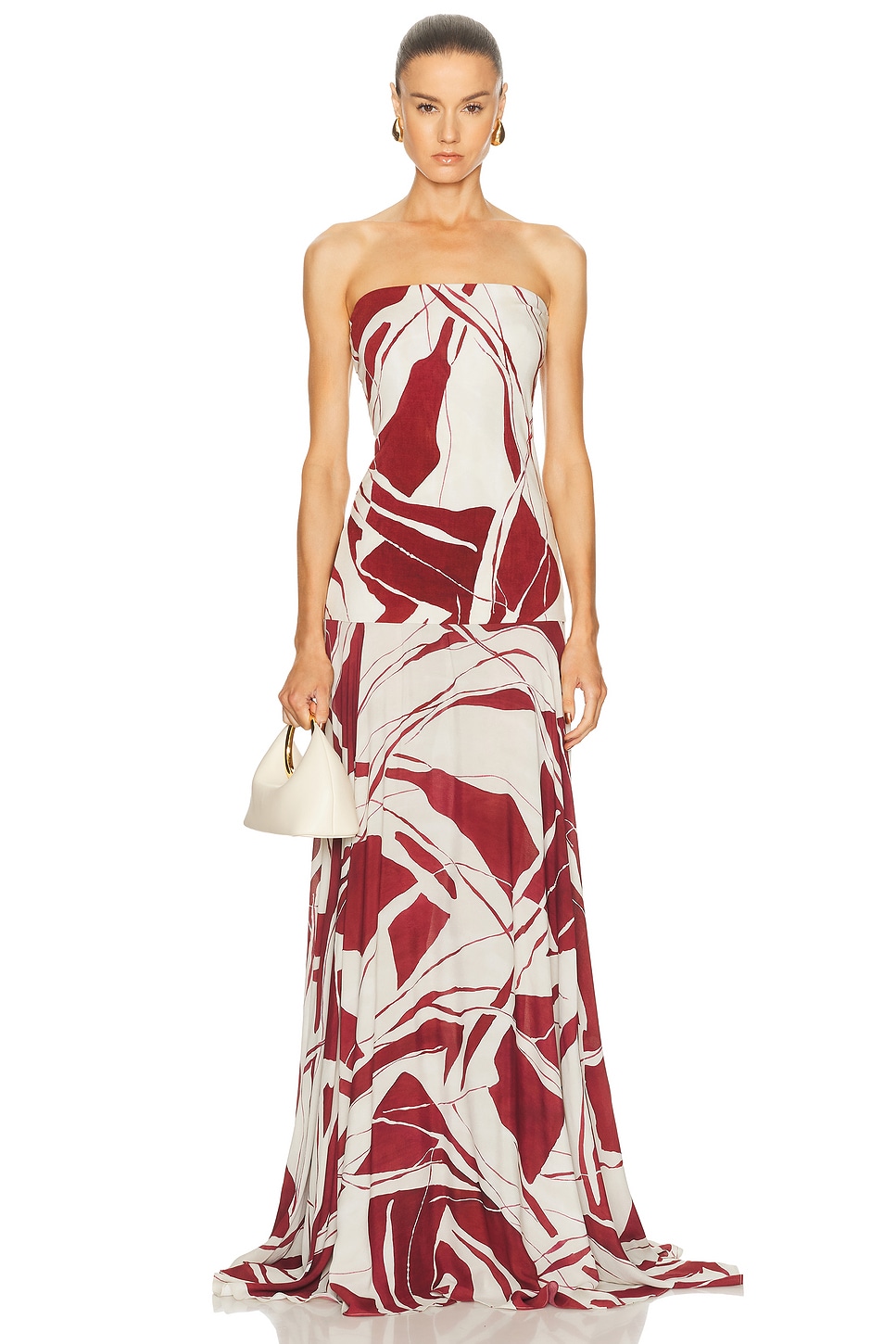 SILVIA TCHERASSI Muriel Dress in Beige Burgundy Abstract - Burgundy,Beige. M also in