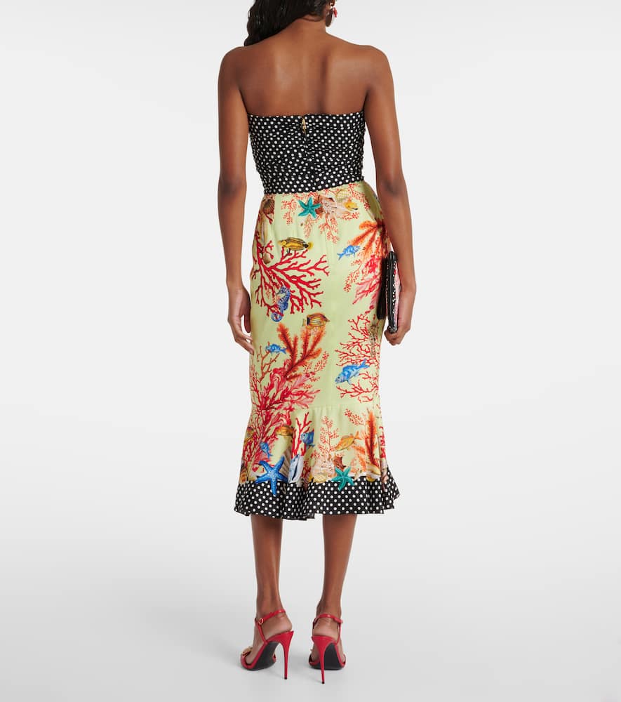Capri printed silk-blend midi skirt