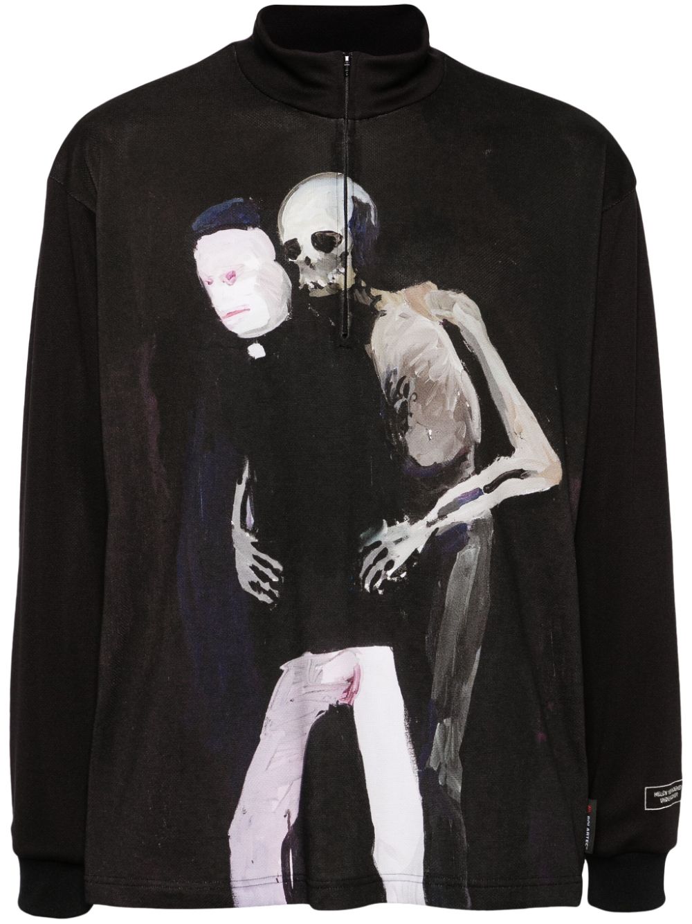 Graphic-print textured sweatshirt - Black