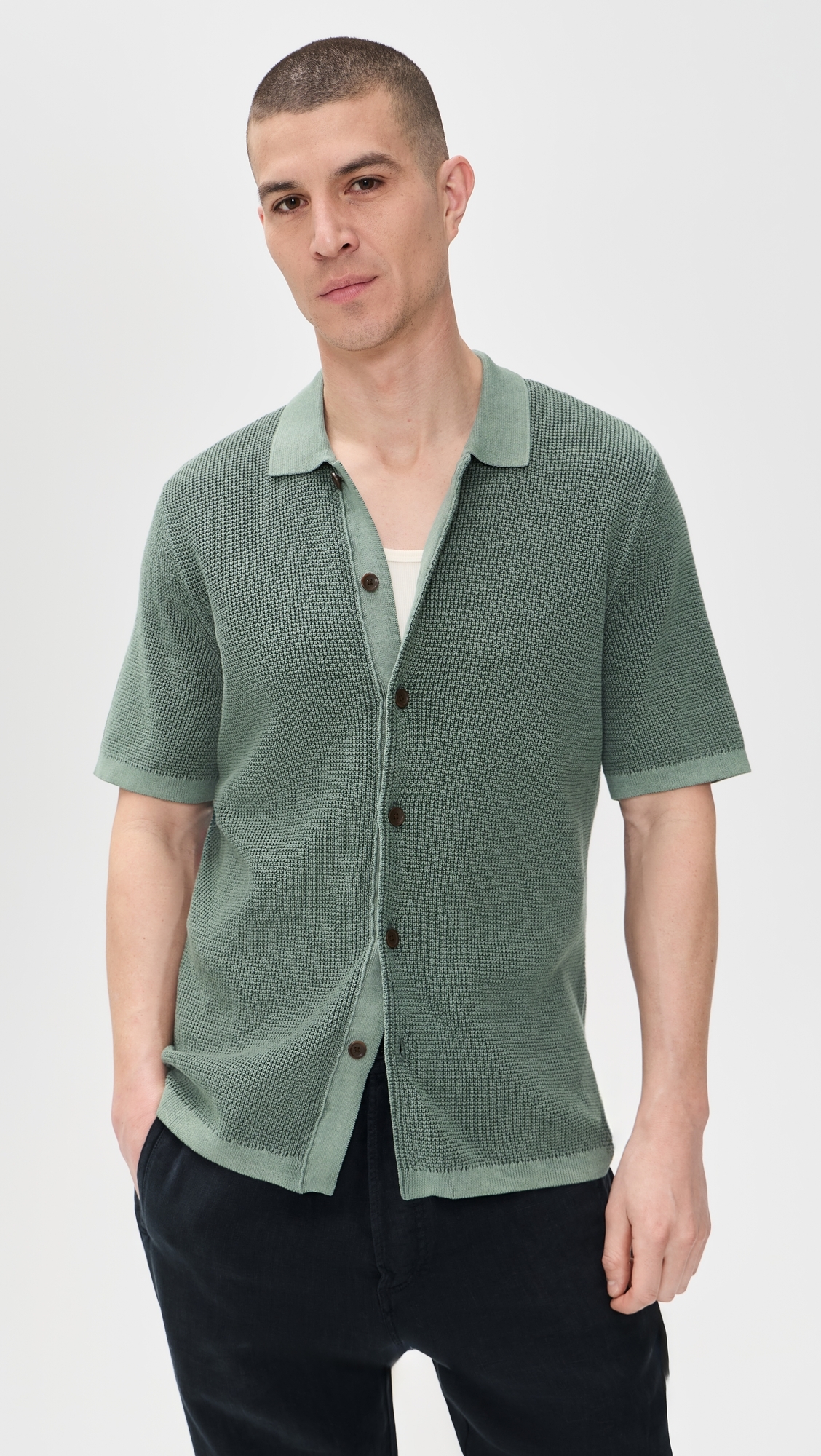 Short Sleeve Sunwashed Sweater Shirt Mountain Olive