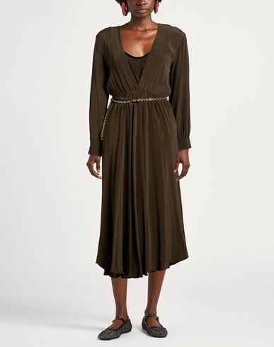Woman Midi dress Military green Size 6 Silk
