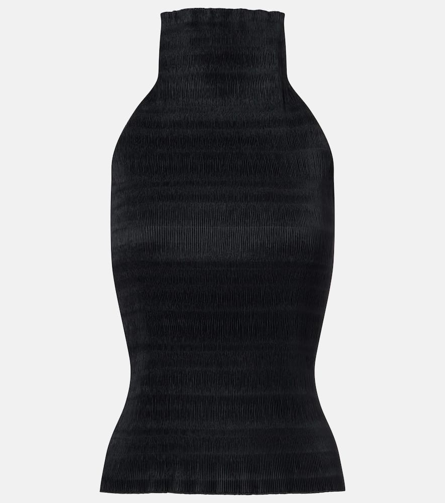 Shirred turtleneck top