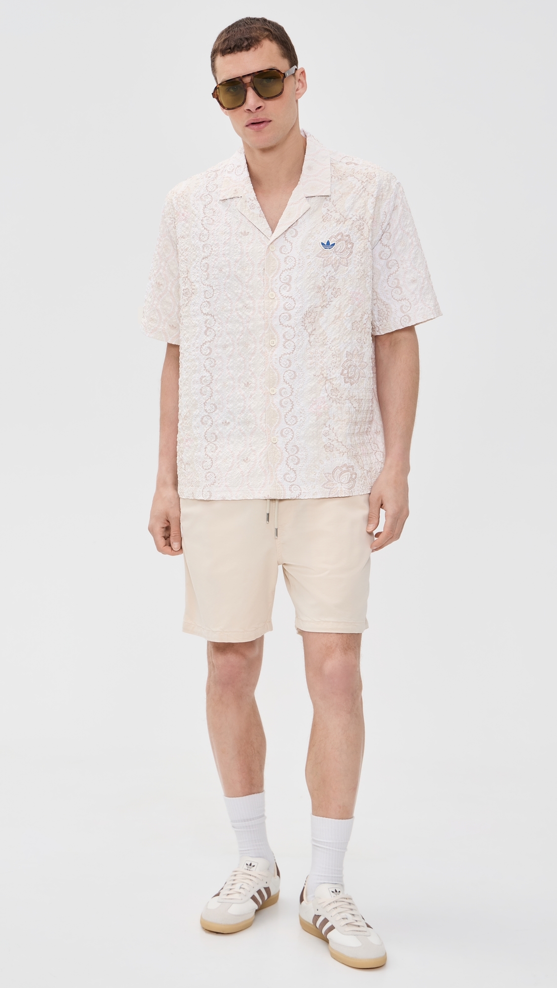 Printed Seersucker Resort Shirt Blue