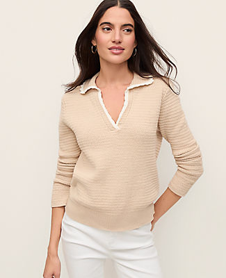 Ann Taylor Petite Scalloped Trim Sweater