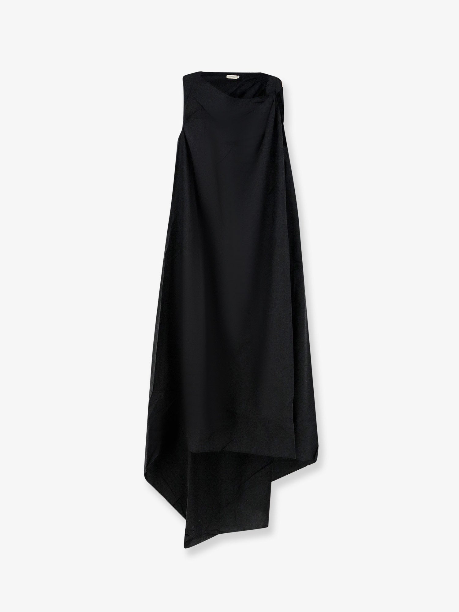 Shoulder Knot Viscose-Lyocell Blend Dress — Black