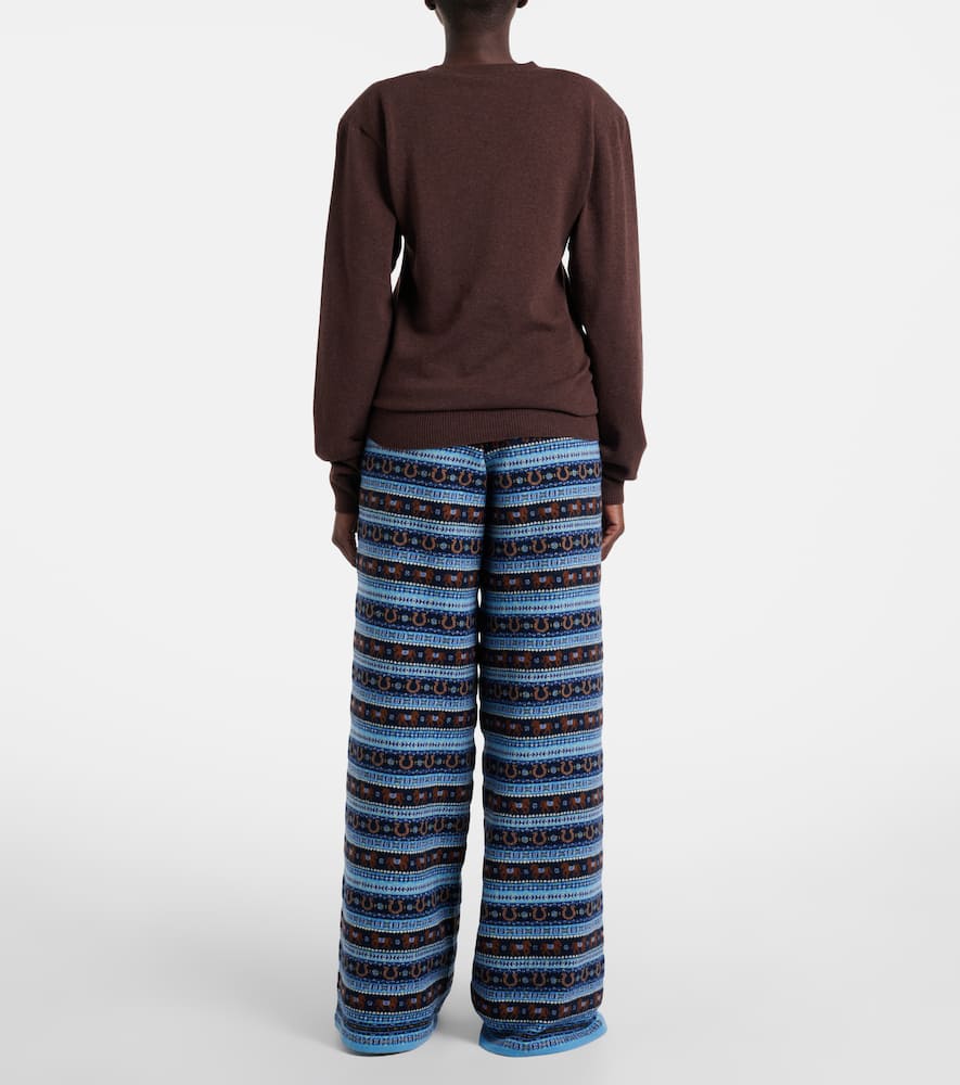 Knitted virgin wool straight pants