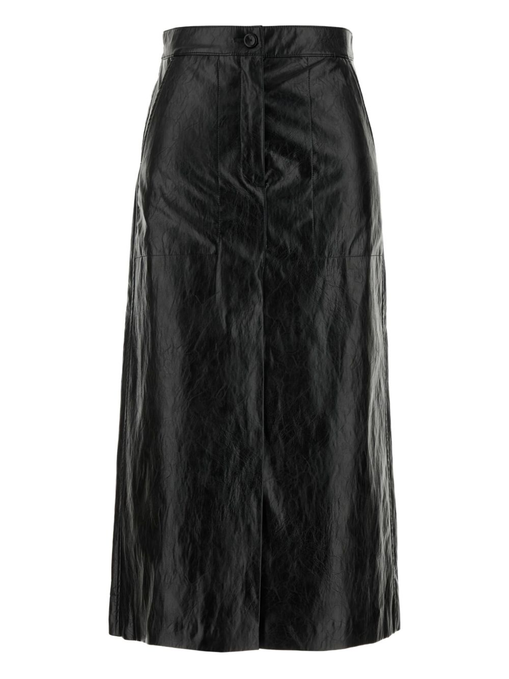 I BLUES textured leather midi skirt - Black