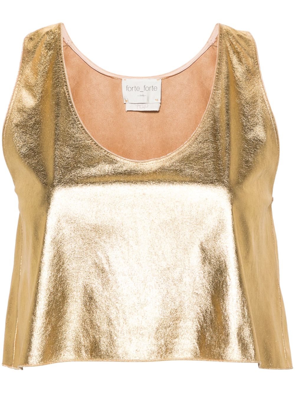 Cropped flared tank top - Gold