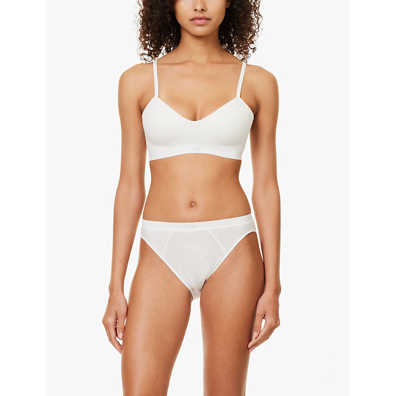Womens Silk White Ever Ease Tai High-leg Stretch-cotton Briefs 