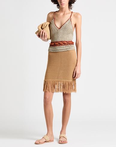 Woman Mini skirt Camel Size 6 Viscose, Polyamide