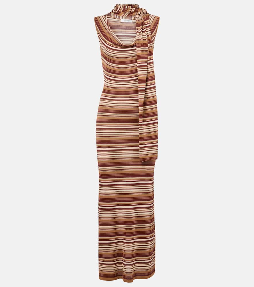 Striped silk-blend midi dress