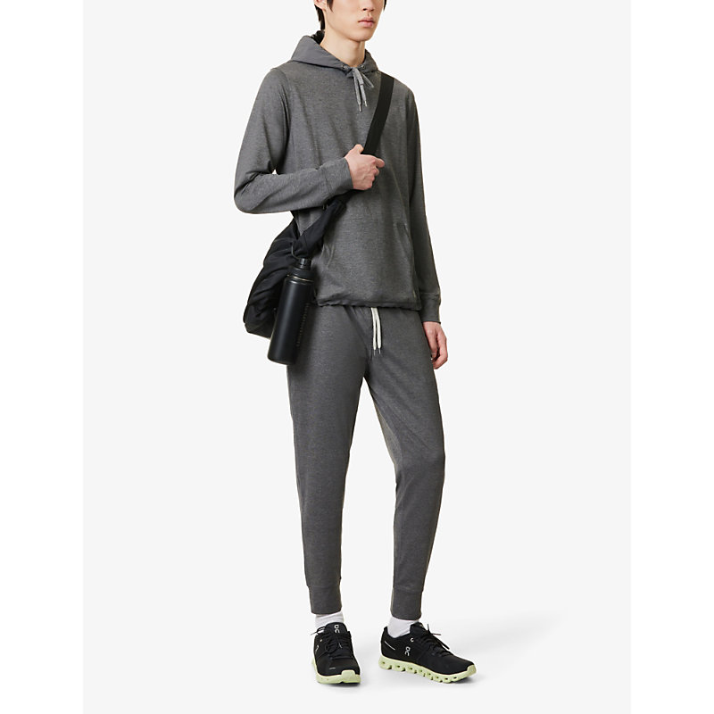 Mens Charcoal Heather Sunday Kangaroo-pocket Recycled-polyester Hoody 