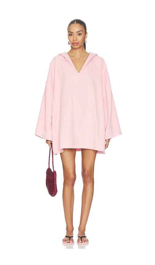 Hunza G Sunny Towelling Hooded Poncho in Pink
