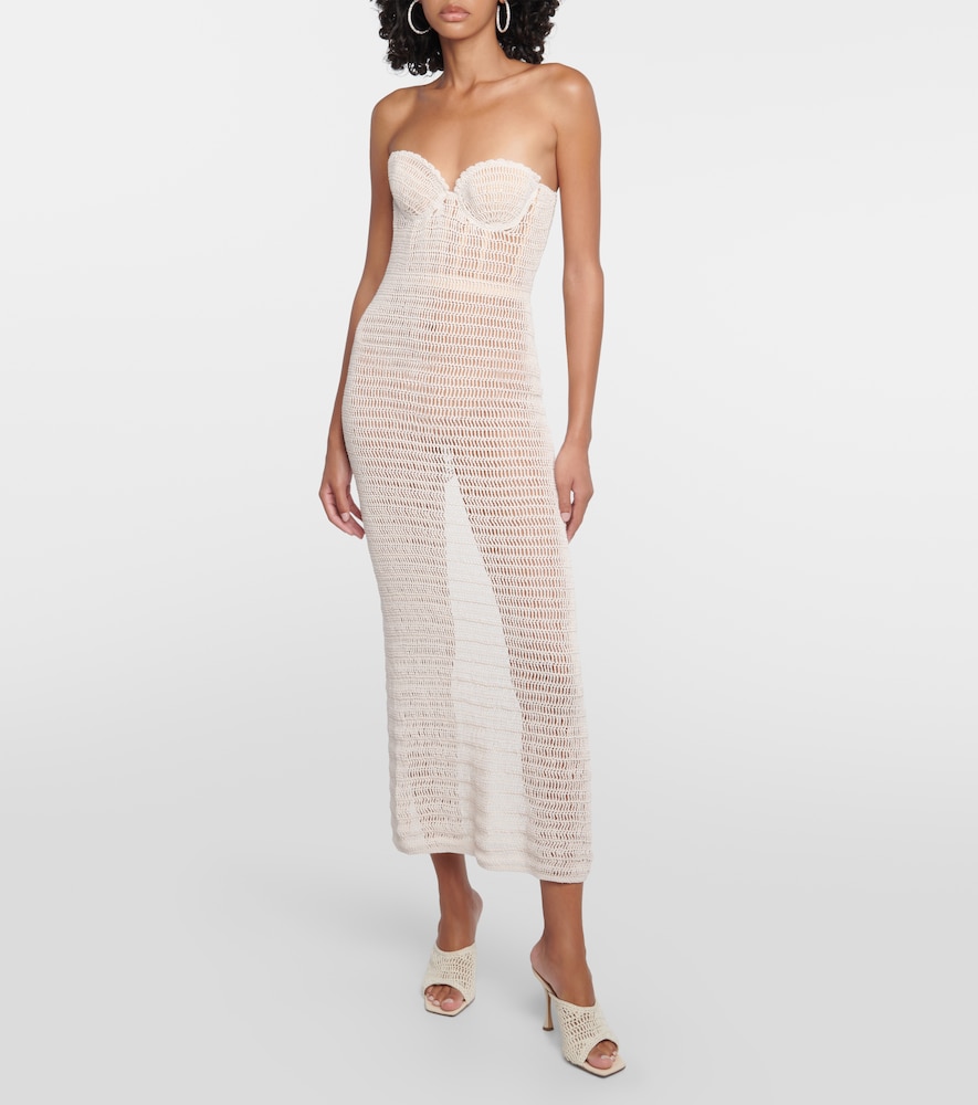 Crochet cotton and linen blend midi dress