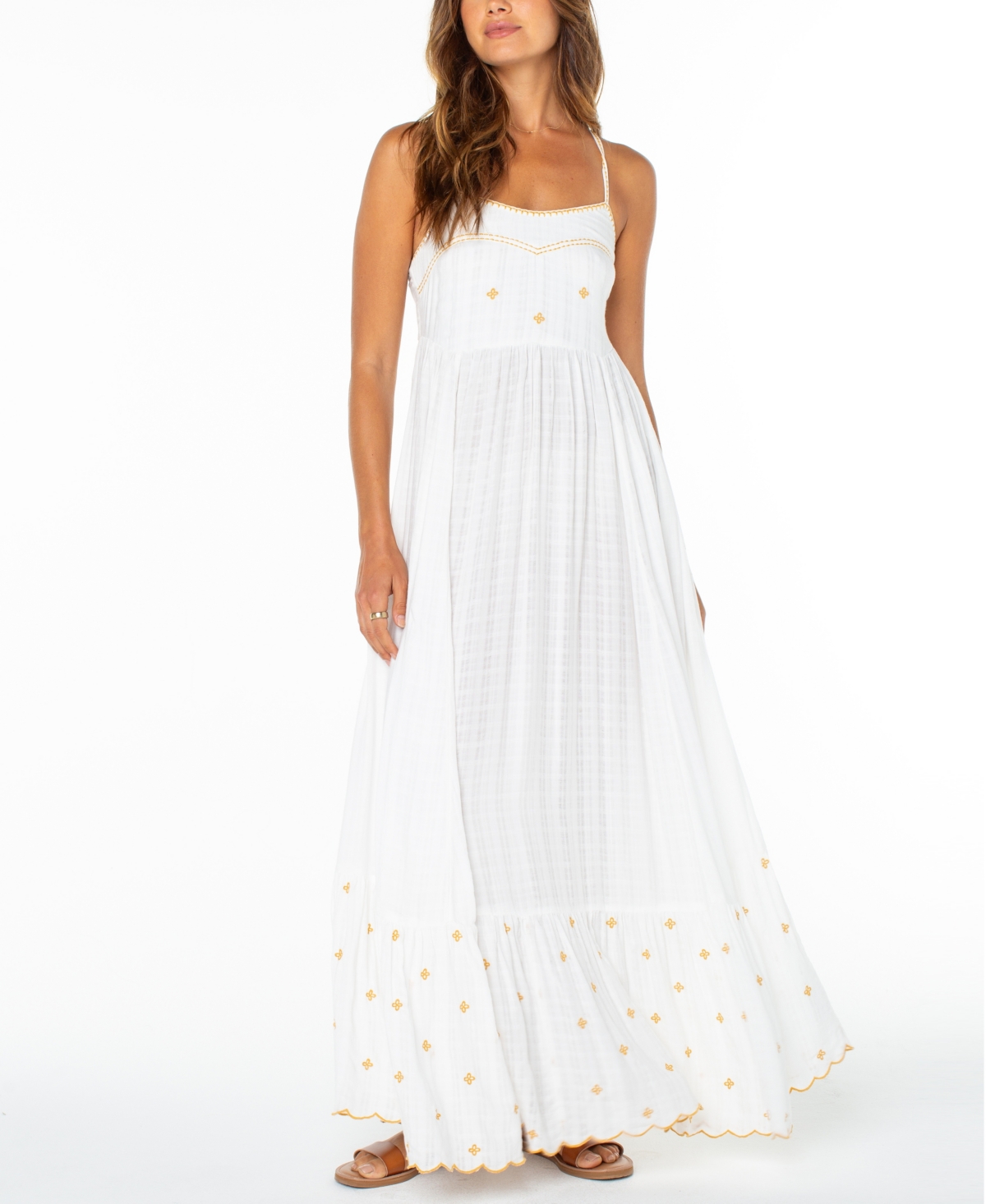 Women's Sunburst Sweetheart Neck Maxi Dress - Cloud Dancer