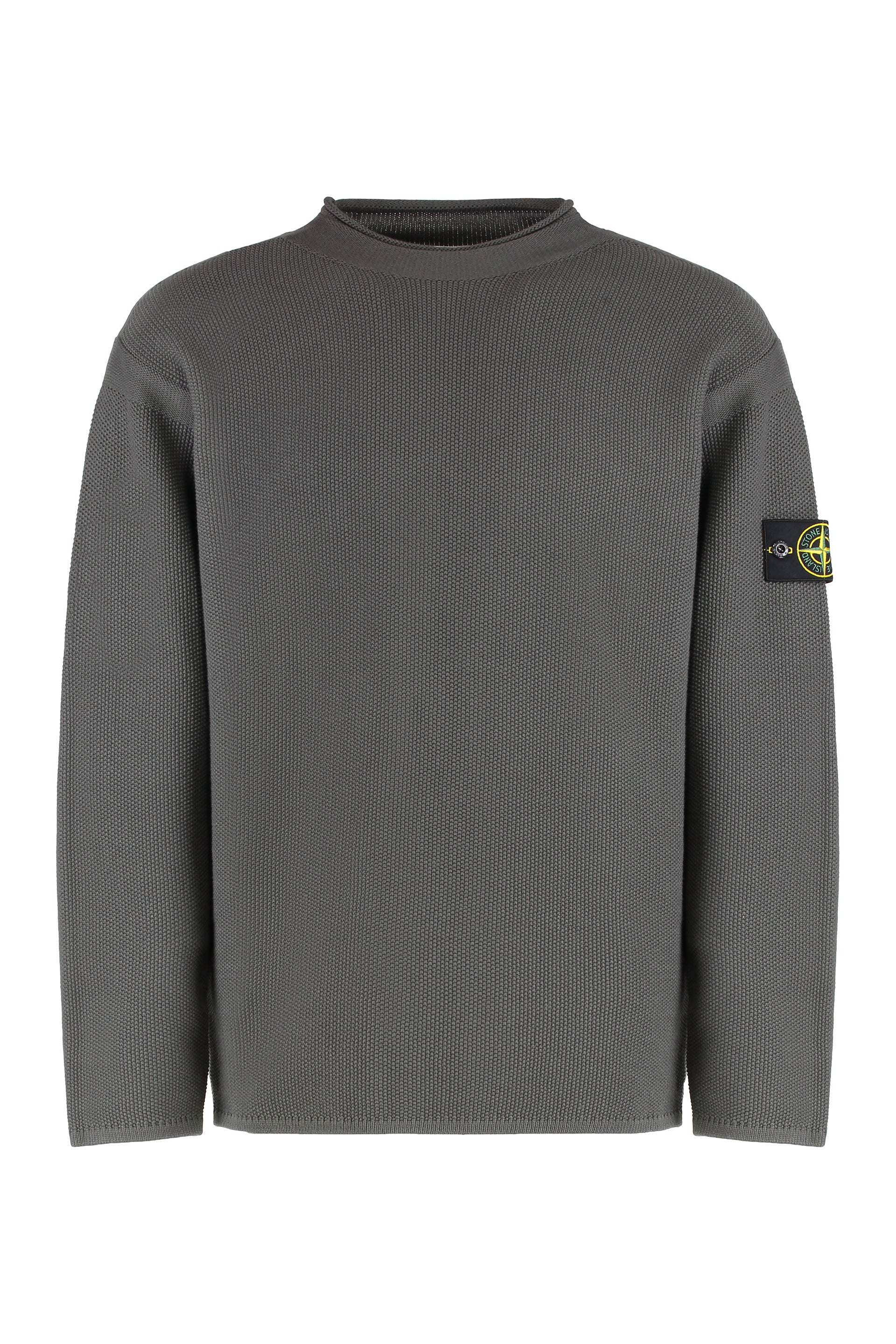 Sweater with a Polo Neck and Reverse Stitch Details