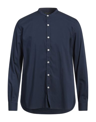 Patrizio Piscaglia Man Shirt Navy Size 15 ¾ Cotton, Polyamide, Elastane