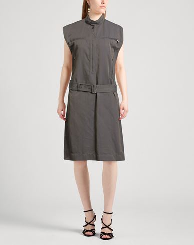 Woman Midi dress Grey Size 4 Cotton, Linen