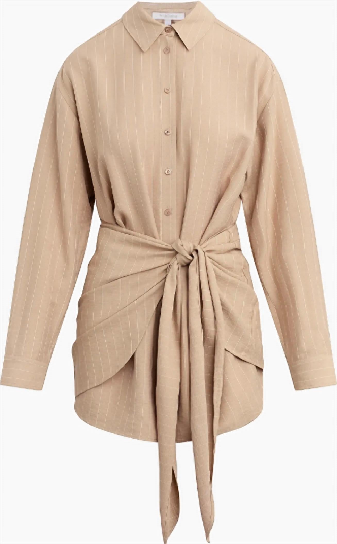 Women's Sweet Talker Dress In Desert Khaki Pinstripe