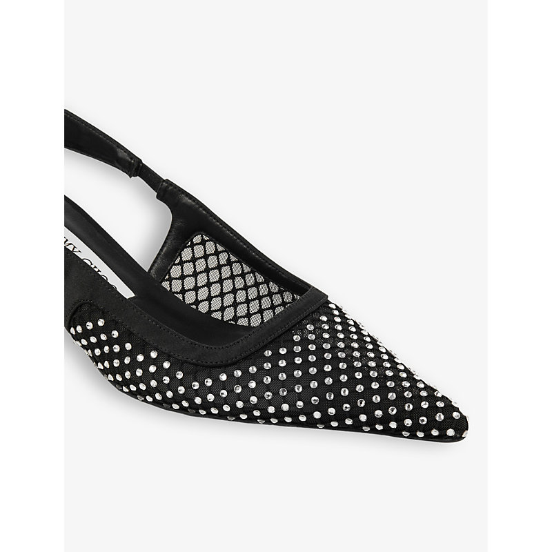 Womens Black/crystal Amel 50 Crystal-embellished Mesh Heeled Courts